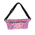 Luxury Fashion Blank Geometrical Holographic Laser Leather Fanny Pack Waterproof Waist Bags Pouch Travel Running Belt Bum Bag with Front Zipper Pocket